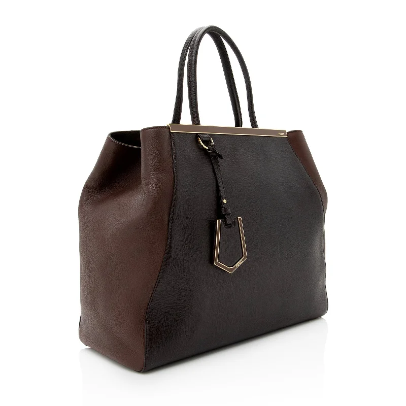 Affordable leather bagsFendi Vitello Calfskin 2Jours Elite Large Tote (SHF-22596)