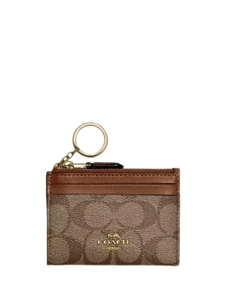 Designer bags with gold hardwareCoach Mini Skinny Id Case In Signature Canvas