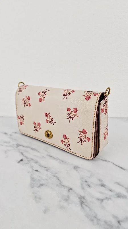 Vegan leather handbagsCoach 1941 Dinky Crossbody Bag in Chalk Smooth Leather With Floral Bow Pink Flowers - Coach 28433