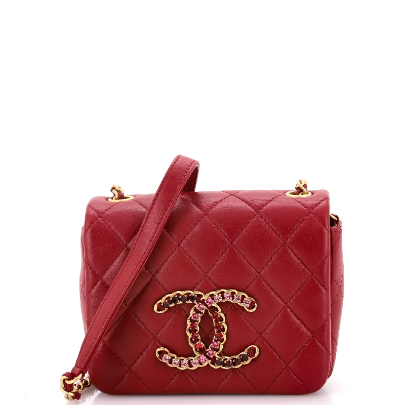 Customizable monogram bagsCrystal CC Full Flap Bag Quilted Lambskin Mini