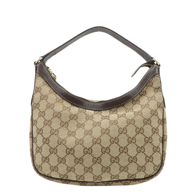 Vintage-inspired handbagsGUCCI GG Canvas Leather Shoulder Bag Hand Bag Brown Beige 154395