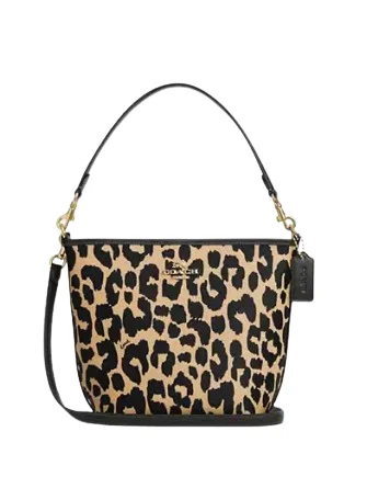 Affordable leather bagsCoach City Bucket Bag With Leopard Print