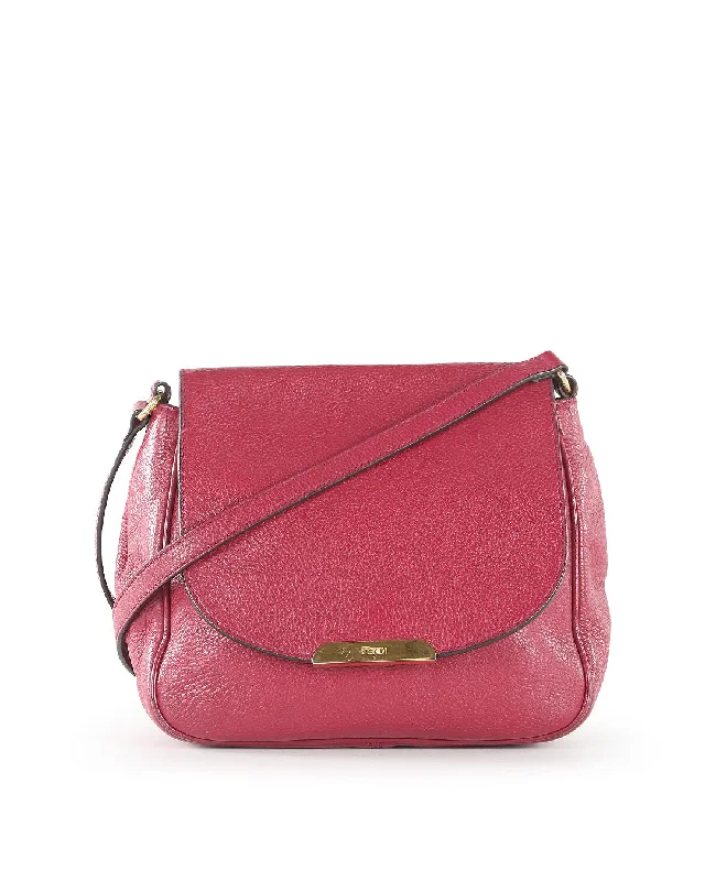 Affordable luxury bags FENDI Fuchsia Leather Crossbody Bag