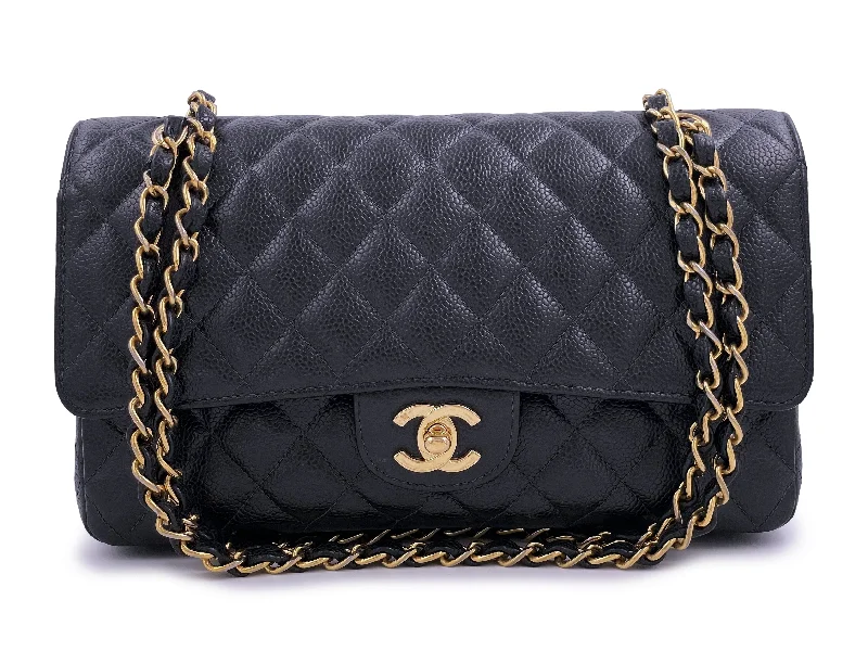 Designer bags with top handlesChanel 2004 Vintage Black Caviar Medium Classic Double Flap Bag 24k GHW