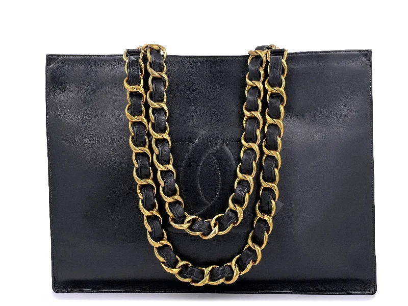 Elegant clutch bags for weddingsChanel 1995 Vintage Black Chunky Chain Shopper Tote Bag Calfskin