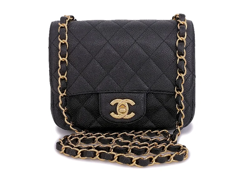 Luxury brand bags on saleChanel Black Caviar Square Classic Mini Flap Bag GHW