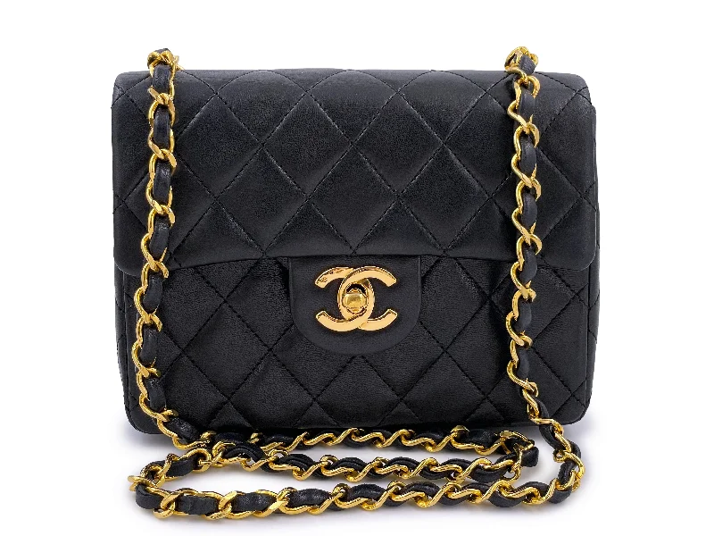 Designer bags for womenChanel 1989 Vintage Black Classic Square Mini Flap Bag 24k GHW