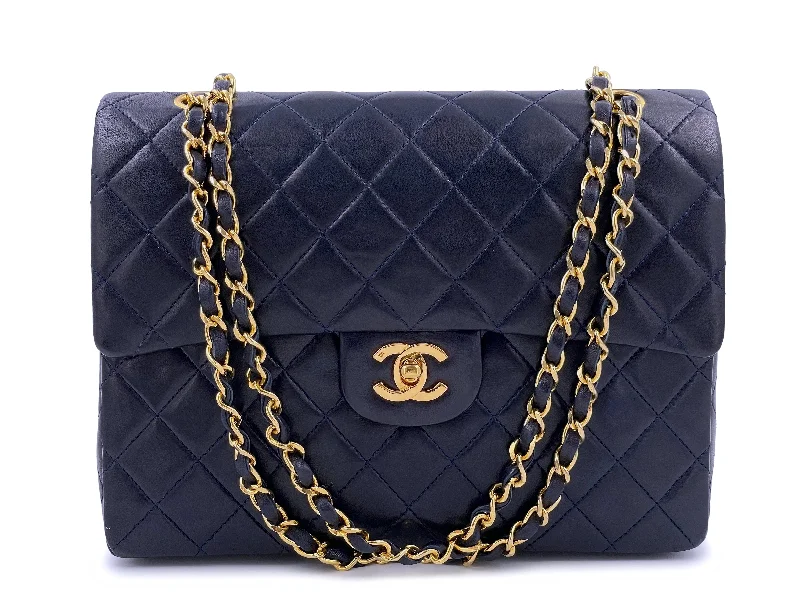 Mini bags for evening outChanel 1989 Vintage Blue-Black Tall Medium Classic Double Flap Bag 24k GHW