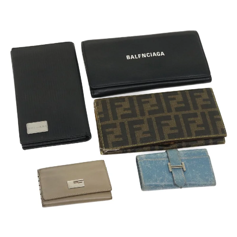 Designer bags with detachable strapsFENDI HERMES BALENCIAGA BVLGARI Key Case Wallet Leather 5Set Black Brown am2462g